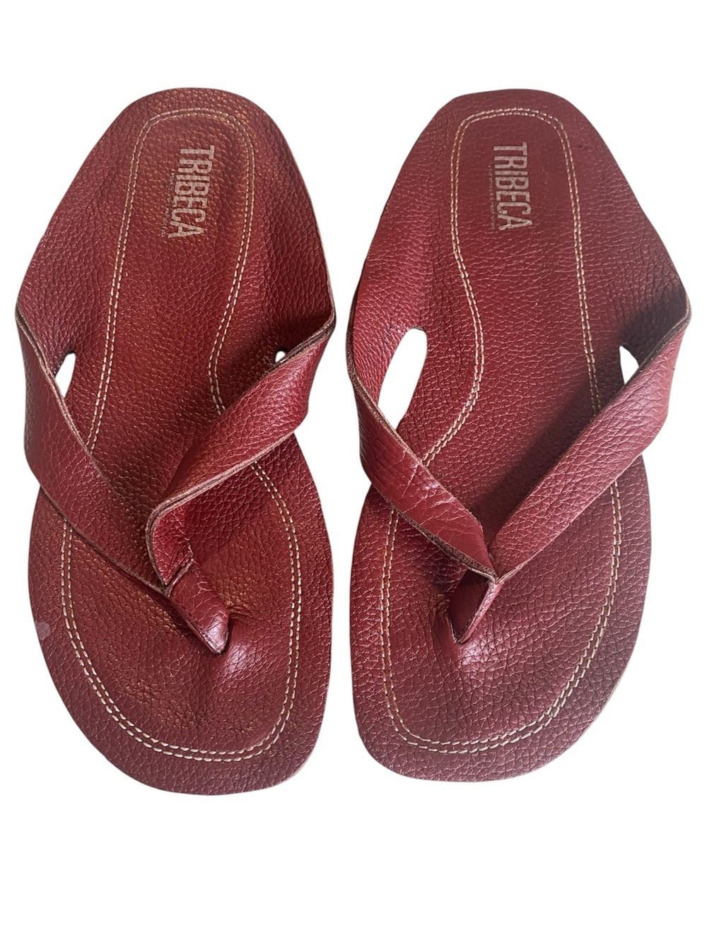Tribeca by Kenneth Cole Catch Phrase Leather Sandals , Flip Flop Thong, size 9.5